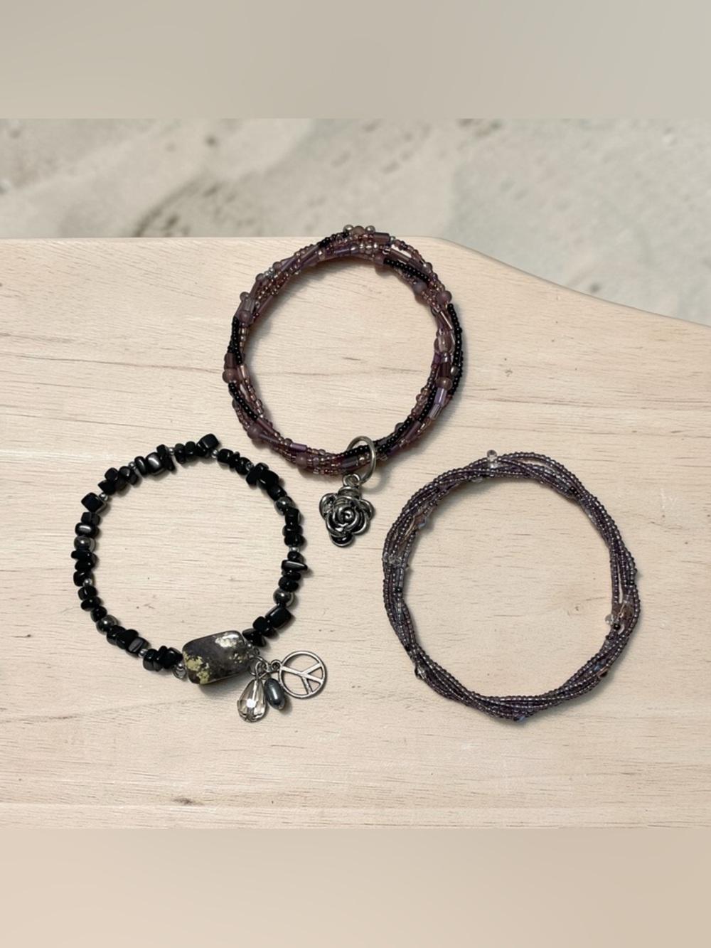 Set of three guitar string bangle bracelets - Women Jewelry